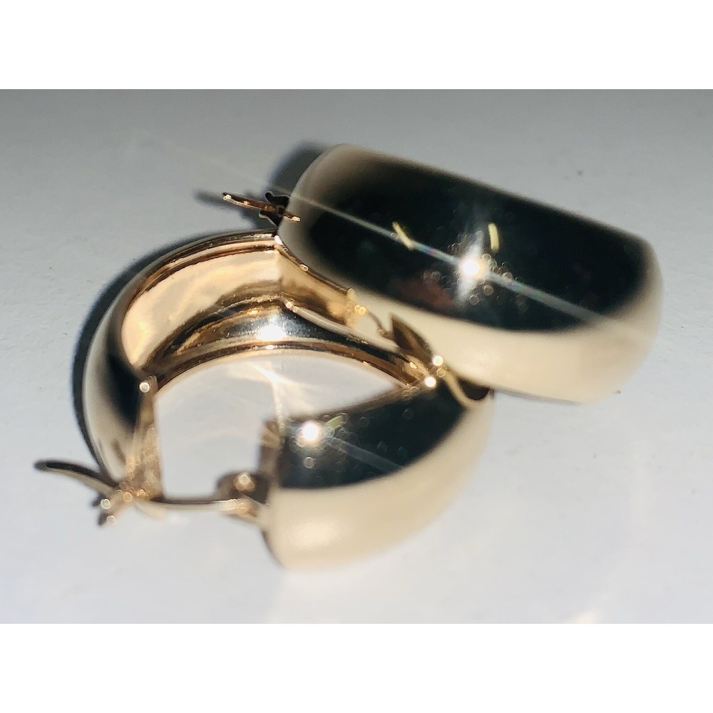 AK 925 TURKEY STERLING SILVER 14K GP HOOP HUGIE EARRINGS - Picture 11 of 11